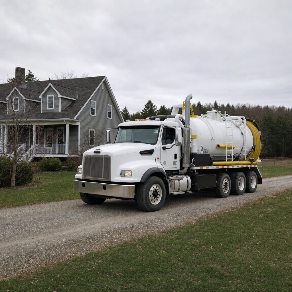 Septic vacuum truck arriving at a North Las Vegas home for same-day emergency service
